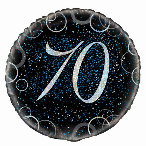 Glitz Blue 70th Birthday 45cm (18) Foil Balloon Packaged