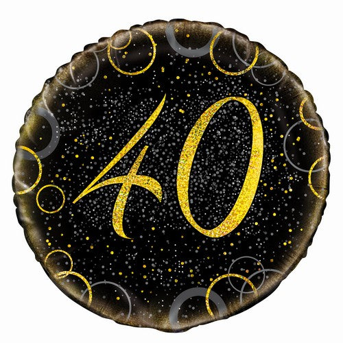 Glitz Gold 40th Birthday 45cm (18) Foil Balloon Packaged