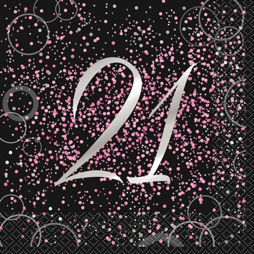 Glitz Pink 16 Foil Stamped 21 Luncheon Napkins 2ply 33 x 33cm