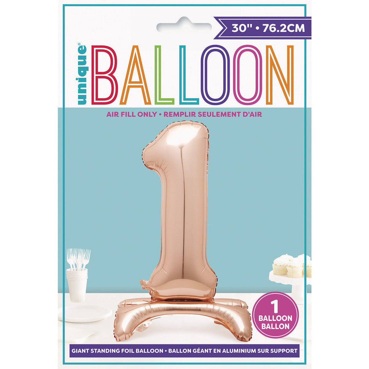 Number 1 Rose Gold Foil Standing Balloon - Dollars and Sense