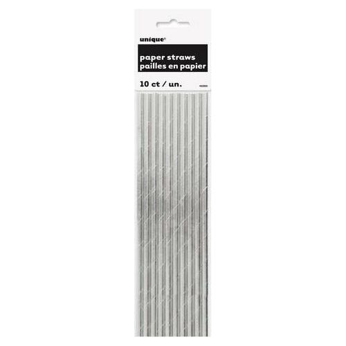 Silver Foil 10 Paper Straws