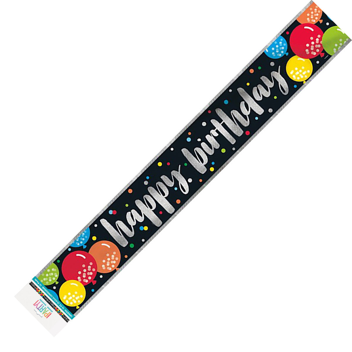 Colourful Balloon Happy Birthday Prismatic Foil Banner - 3.65m 1 Piece - Dollars and Sense