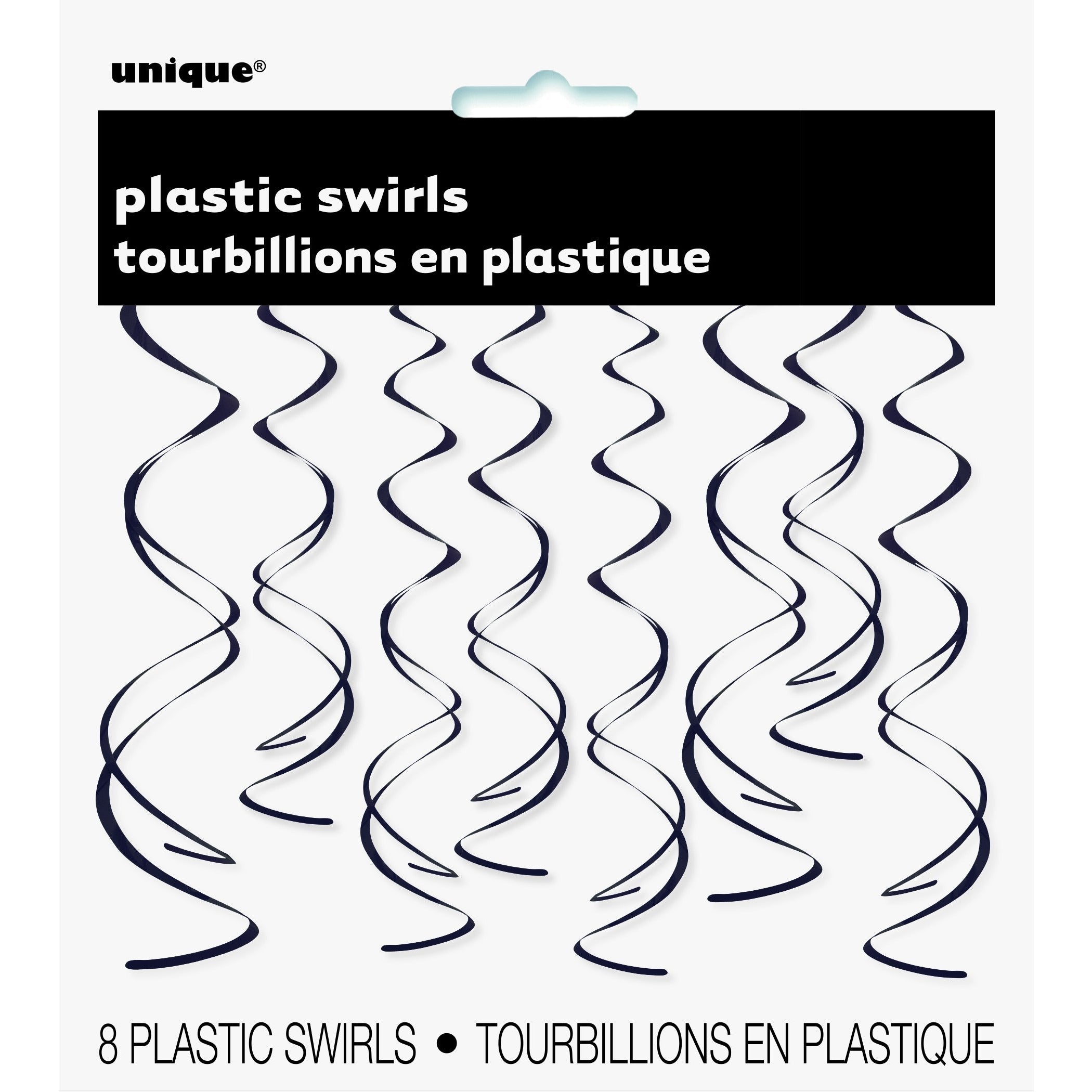 8 Hanging Swirl Decorations 66cm Midnight Black Default Title