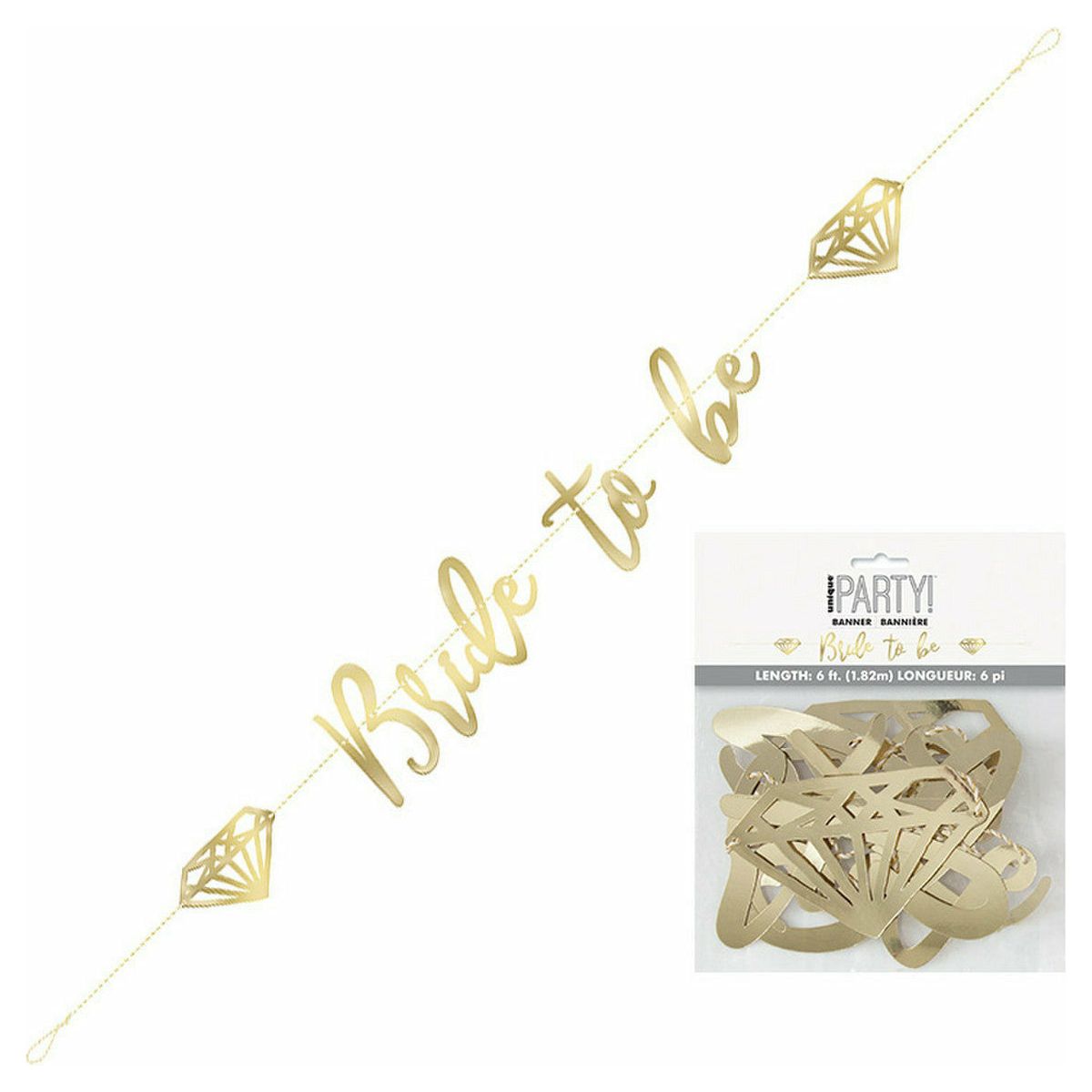 Bride To Be Gold Foil Banner - 1.82m 1 Piece - Dollars and Sense