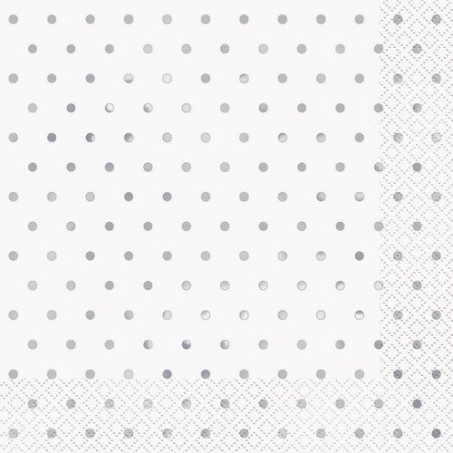 Foil Stamped Mini Dots Silver 16 Luncheon Napkins 2ply 33cm x 33cm (13 x 13) Default Title