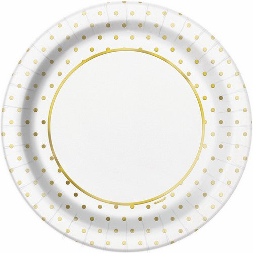 Foil Stamped Mini Dots Gold 8 x 23cm Paper Plates Default Title