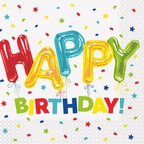 Happy Balloon 16 Luncheon Napkins 2ply 33cm x 33cm (13 x 13)