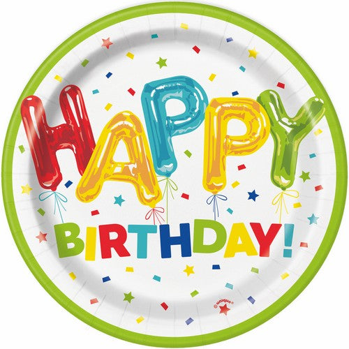Happy Balloon 8 x 18cm (7) Paper Plates