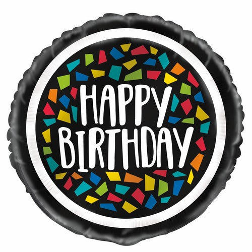 Colourful Mosaic Happy Birthday 45cm (18) Foil Balloon Packaged