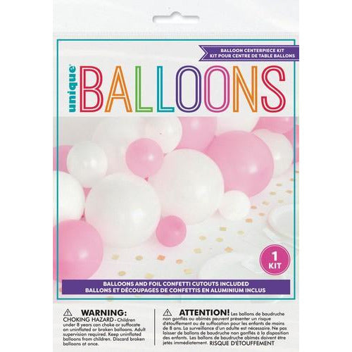 Balloon Centrepiece Kit - Pink & White - Kit Includes 20 Balloons & 20 Foil Cutouts