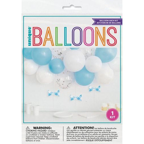 Balloon Arch Kit - Blue & White - Kit Includes 15 Balloons & 3 Paper Bows