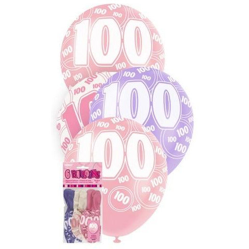 Glitz Pink 6 x 30cm (12) Latex Balloons - 100
