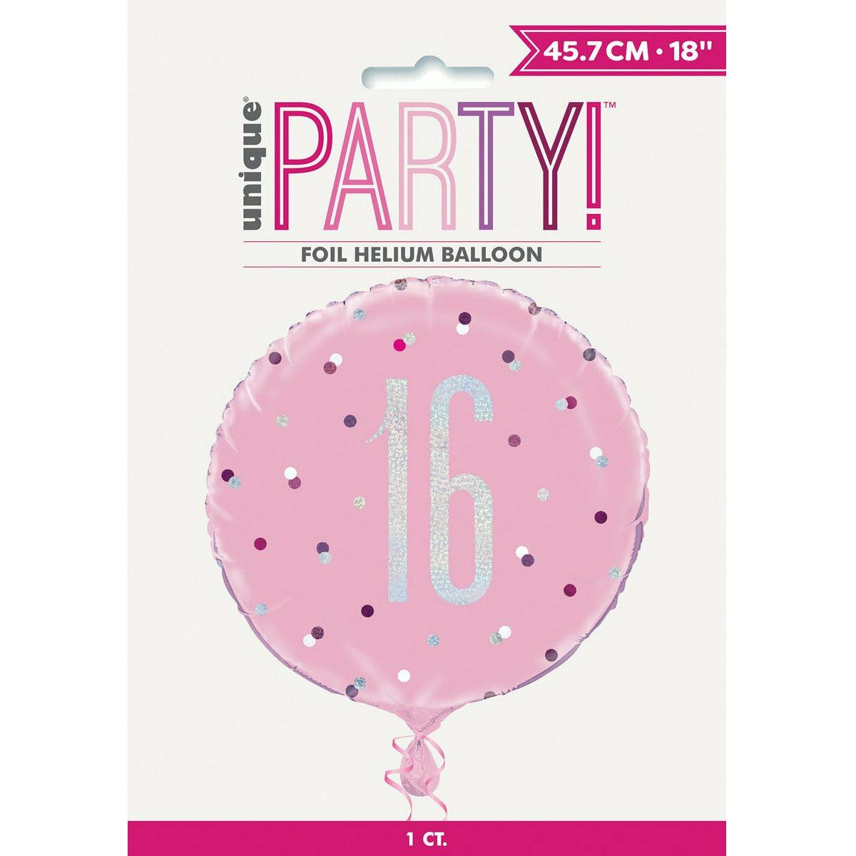 Pink 16th Foil Balloon 45cm - Dollars and Sense
