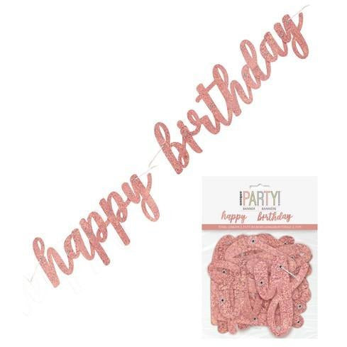 Happy Birthday Prismatic Rose Gold Foil Script Jointed Banner 83.8cm (2.75)