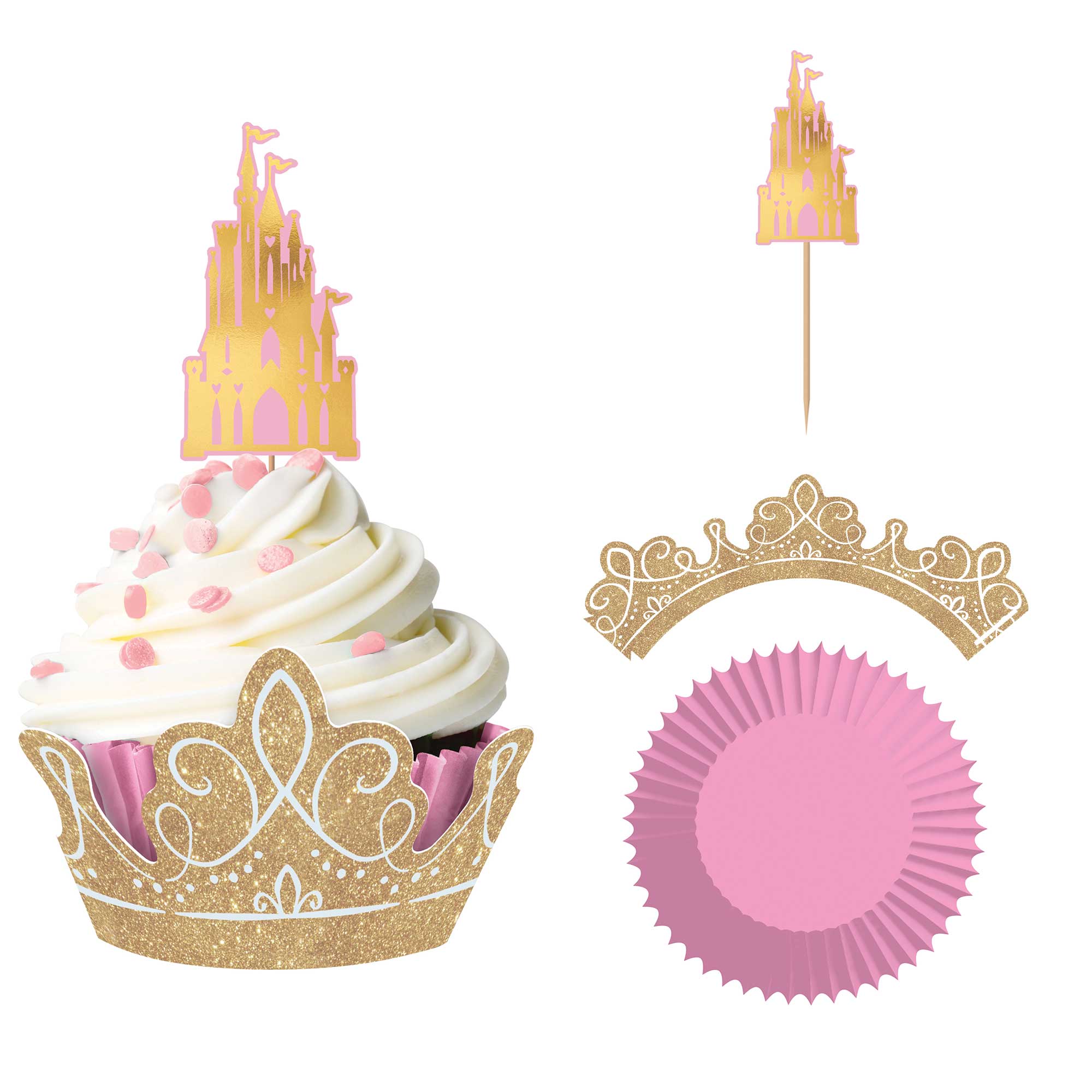 Disney Princess Once Upon A Time Glittered Cupcake Kit - 24 Pack Default Title