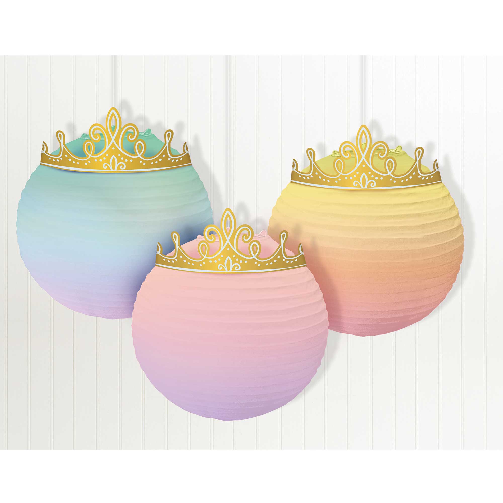 Disney Princess Once Upon A Time Paper Lanterns and Gold Crowns - 31x24cm 3 Pack Default Title