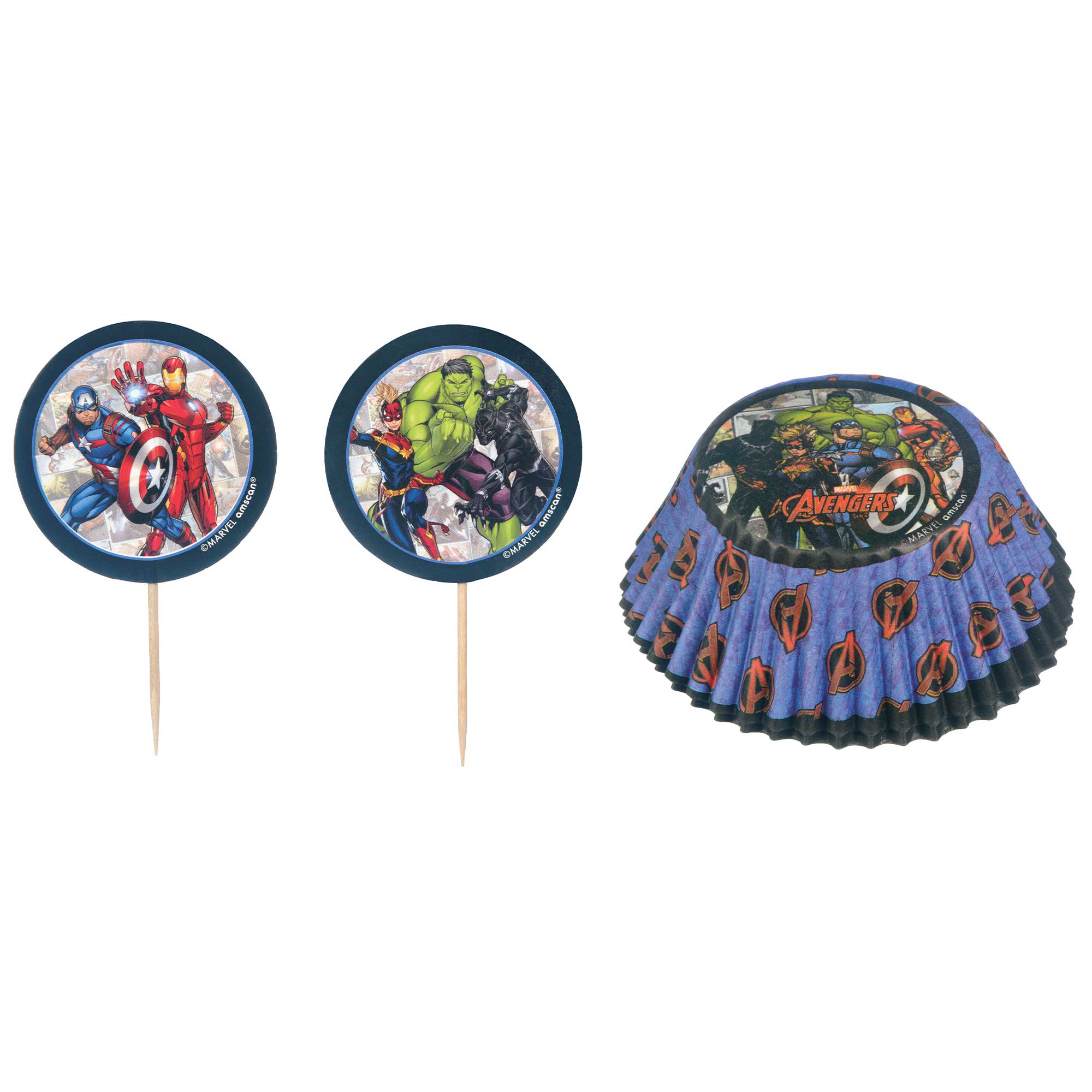 Marvel Avengers Powers Unite Cupcake Cases and Picks Set - 48 Pack Default Title