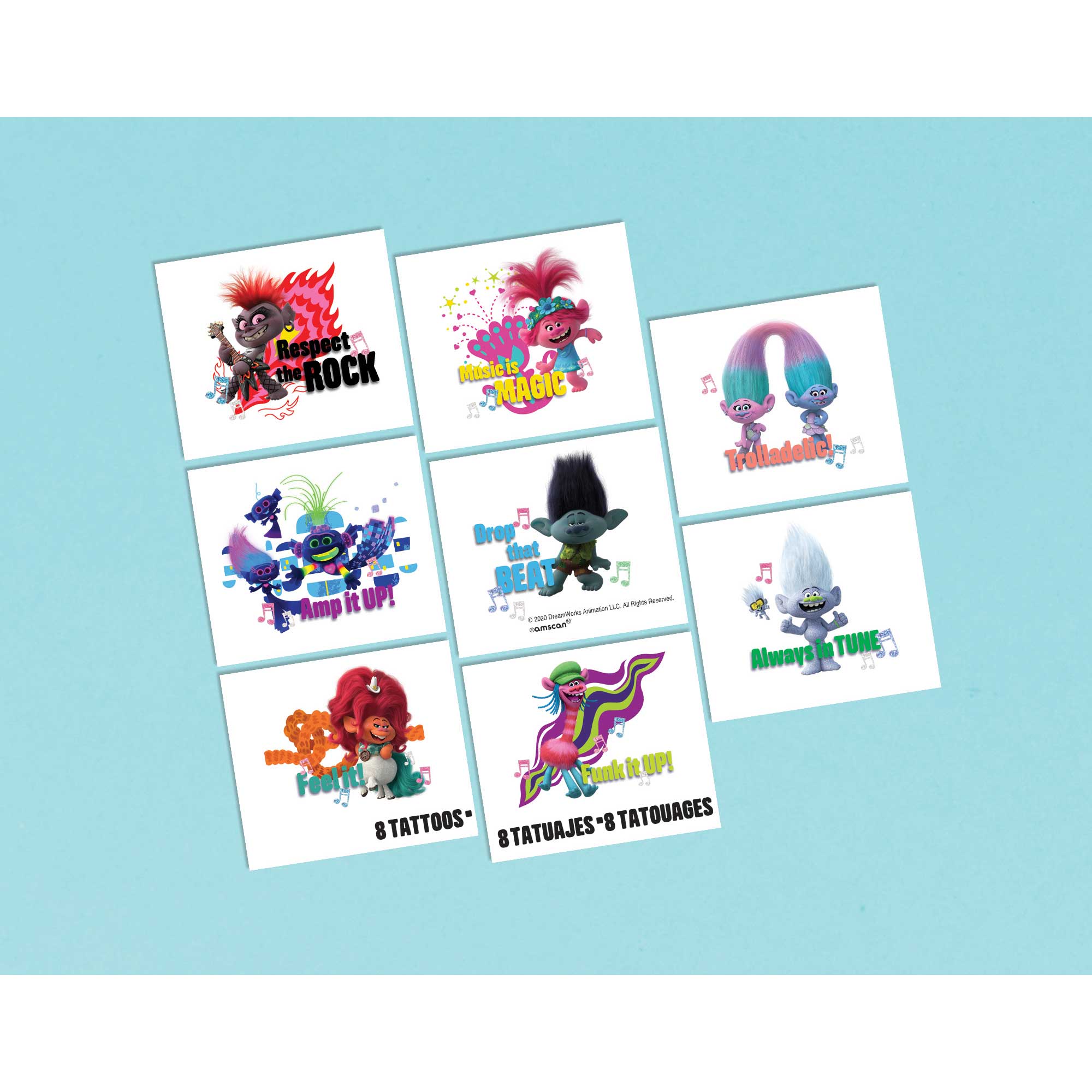 Trolls World Tour Metallic Tattoos - 8 Pack Default Title