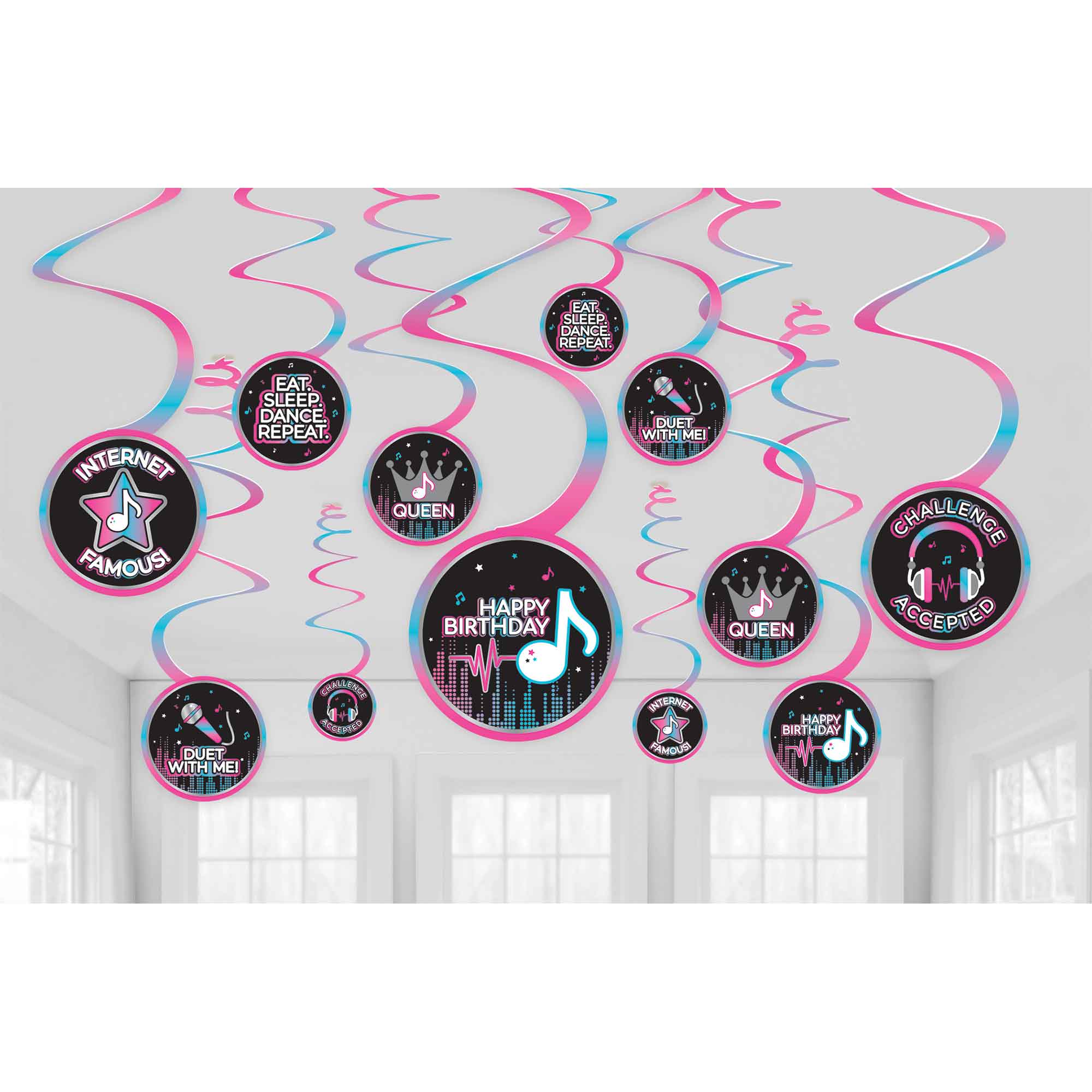 Internet Famous Birthday Spiral Swirls Hanging Decorations - 12 Pack Default Title