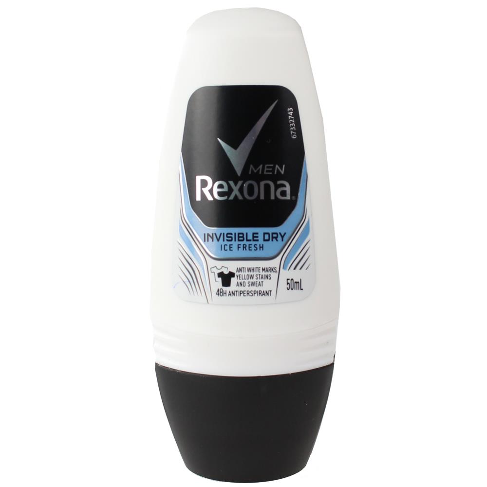 Rexona Mens Deodorant Roll On Invisible Dry Ice Fresh - 50ml 1 Piece - Dollars and Sense