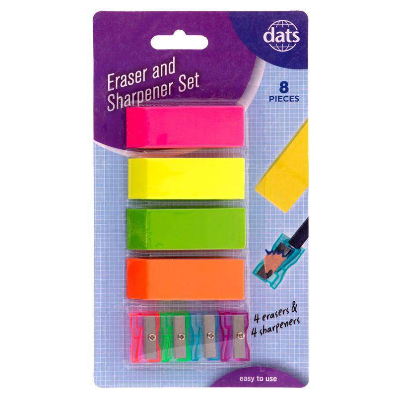 Eraser and Sharpener Pack - 8 Pieces - Dollars and Sense