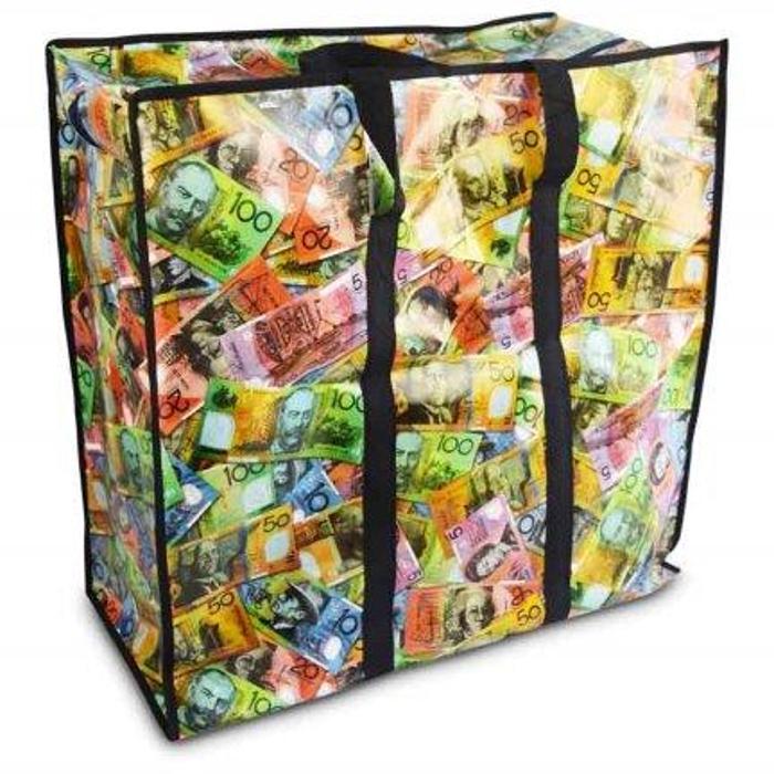 Shopping Bag Heavy Duty Australian Money - 70x75x30cm 1 Piece - Dollars and Sense