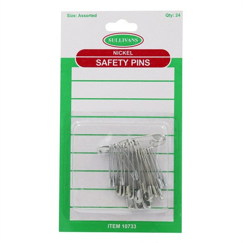 Nickel Saftey Pins - 24 Pieces Size Assorted Default Title