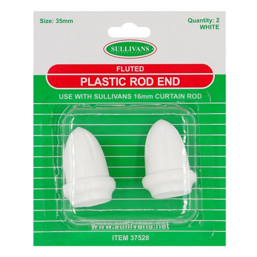 Fluted Plastic Rod End Small White - Dollars and Sense