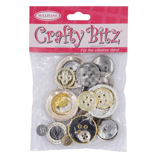 Craft Buttons Metallic - Dollars and Sense