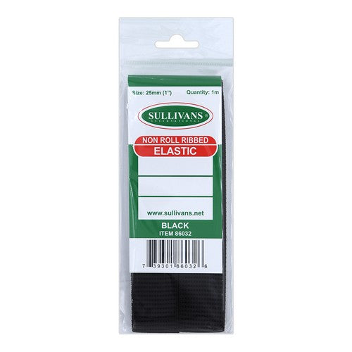 Non Roll Ribbed Elastic Black - Dollars and Sense