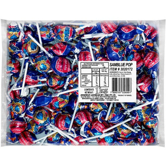 Sam Blue Pop Blue Raspberry Flavoured Lollipops - Dollars and Sense