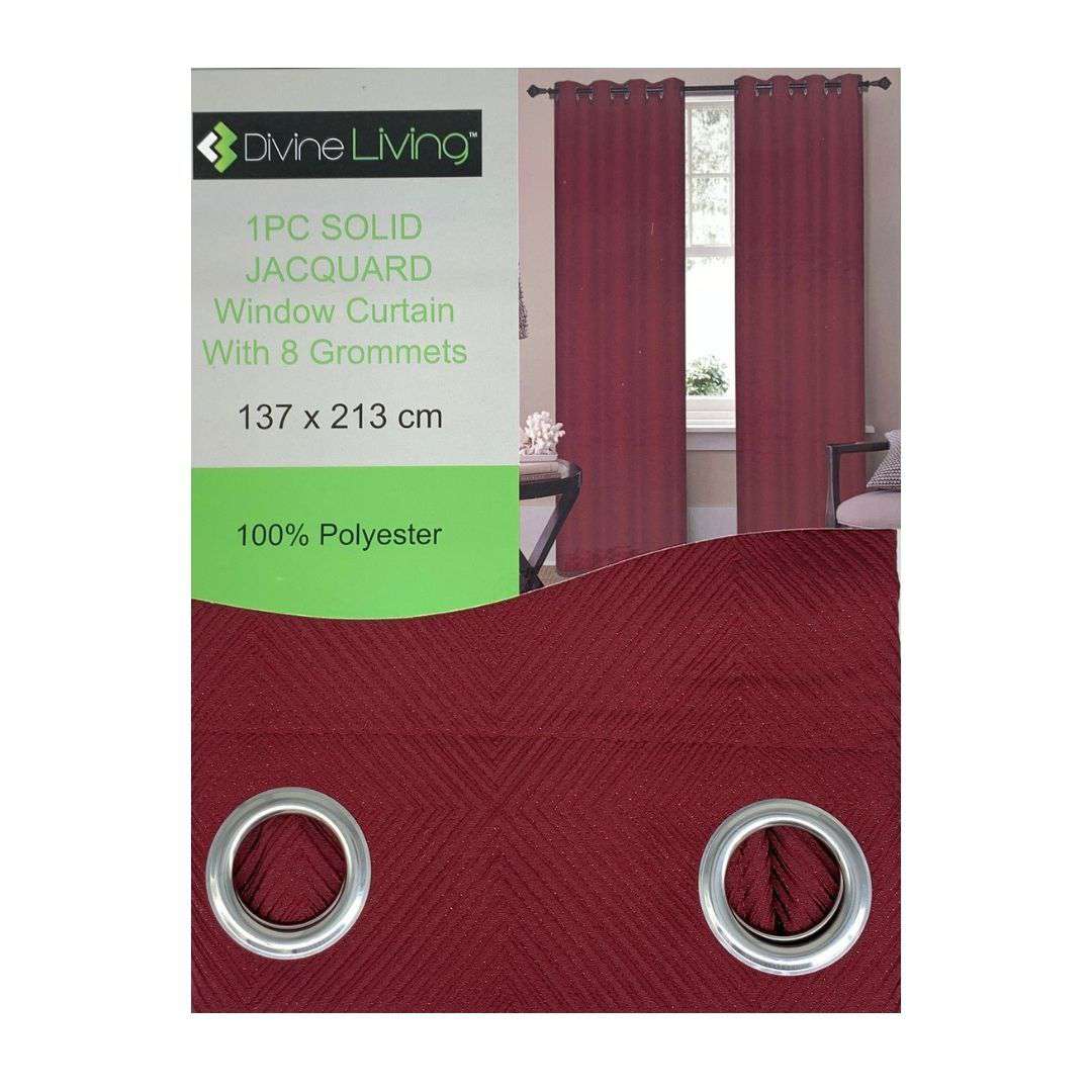 Alt=Divine Living Curtain Embossed Maroon 137x213cm