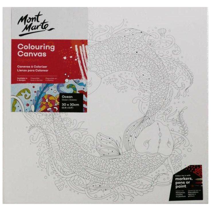 Buy onilne Mont Marte Mont Marte Colouring Canvas Pre Printed Ocean 380gsm 30x30cm | Dollars and Sense cheap and low prices in australia