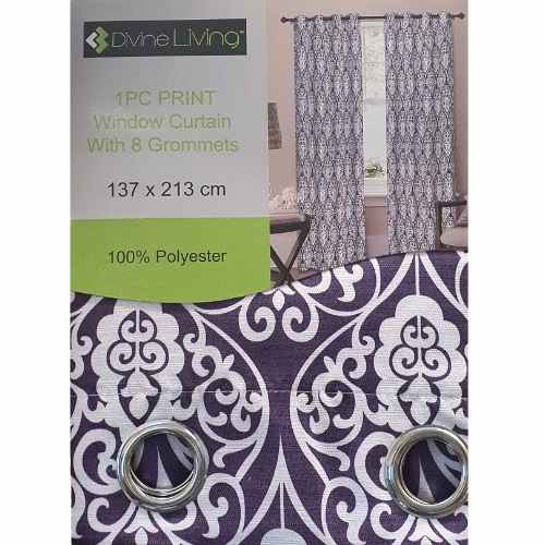 Divine Living Curtain Purple Filigree Design - Dollars and Sense