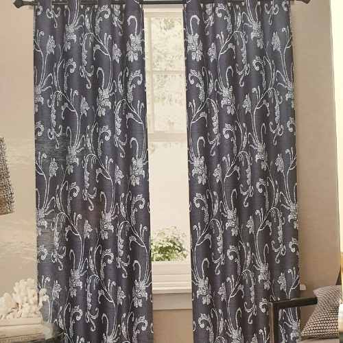 Divine Living Curtain Blue & White Floral Design - Dollars and Sense