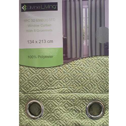 Divine Living Curtain Green 3D Embossed with Grommets - Dollars and Sense