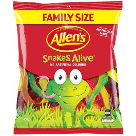 Allens Snakes Alive Family Bag - 450g - Dollars and Sense