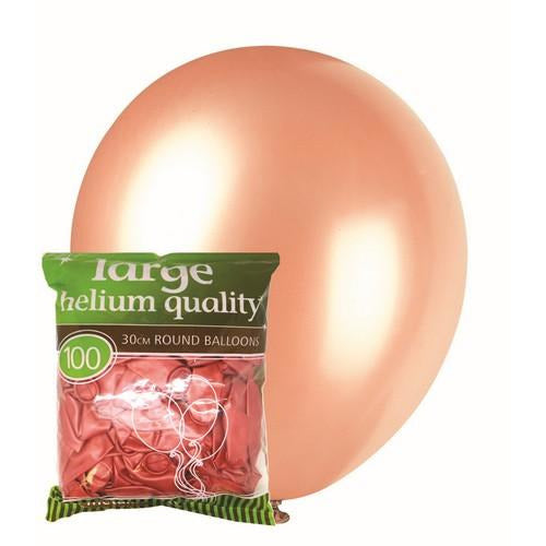 Rose Gold 100 x 30cm (12) Metallic Balloons