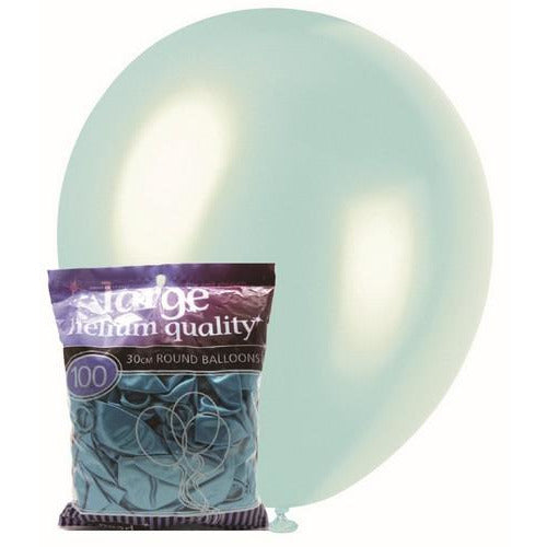 Blue - 100 x 30cm (12) Pearl Balloons