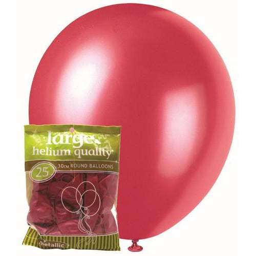 Pink - 25 x 30cm (12) Metallic Balloons