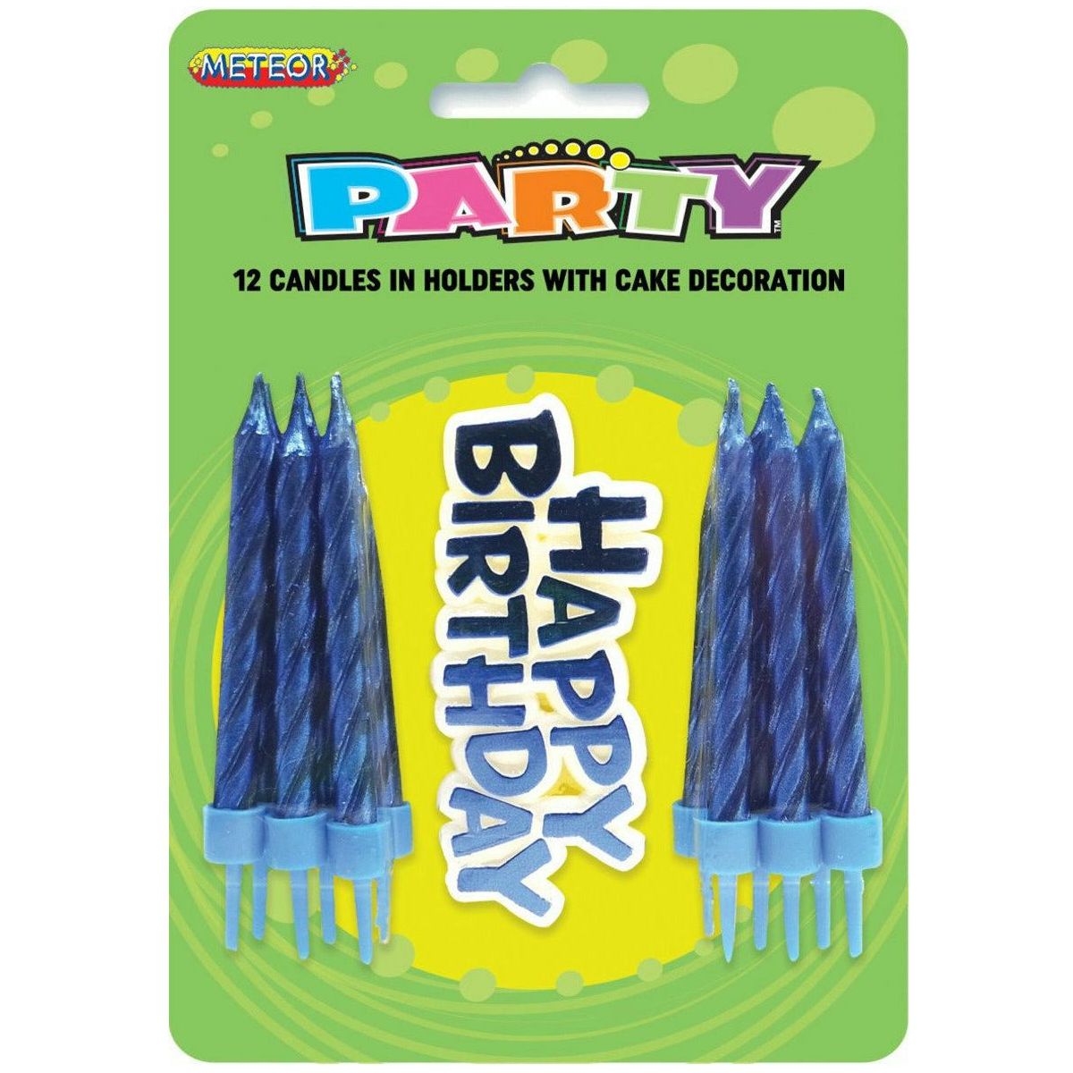 Blue Candles & Happy Birthday Sign 12Pk - Dollars and Sense