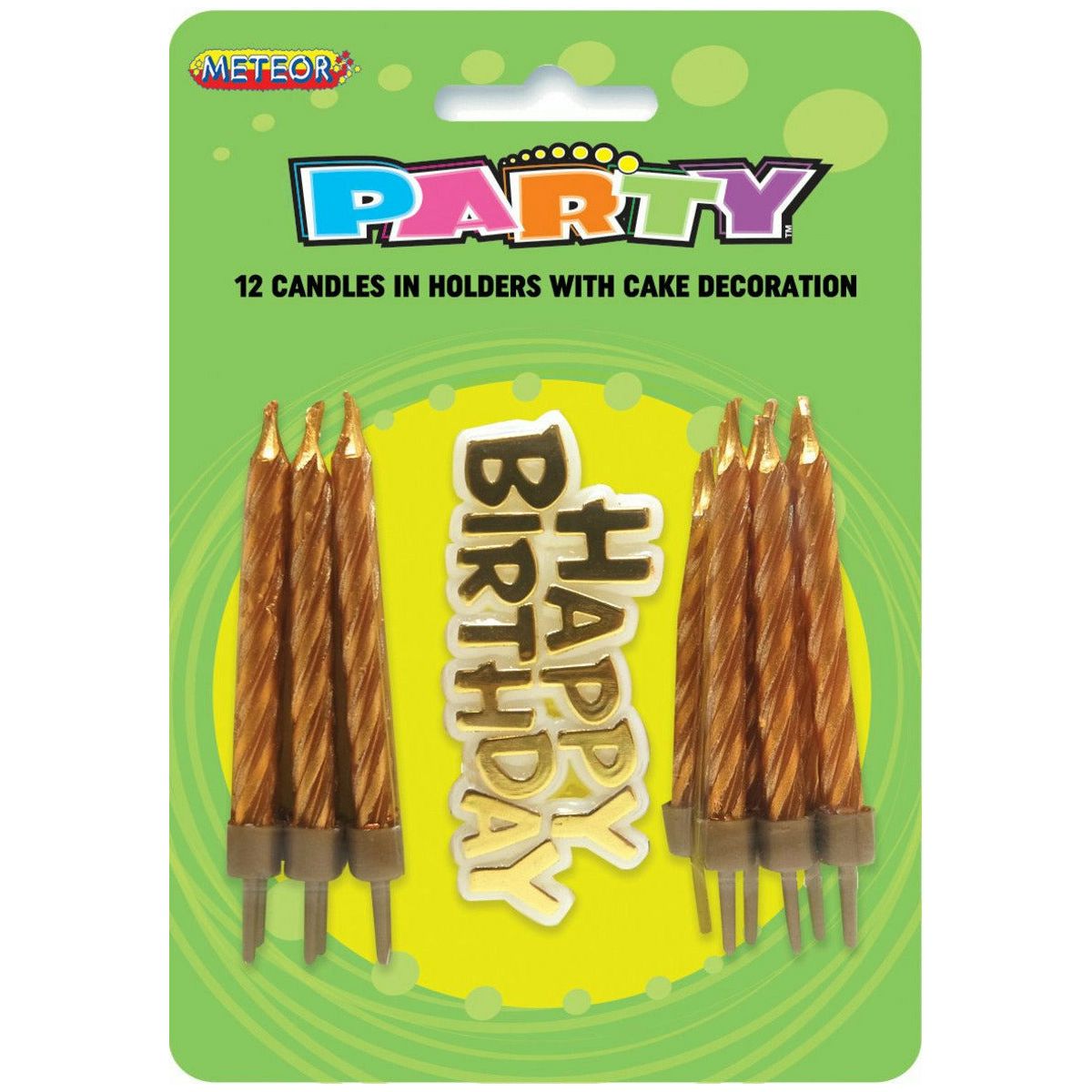 Gold Candles & Happy Birthday Sign 12Pk - Dollars and Sense