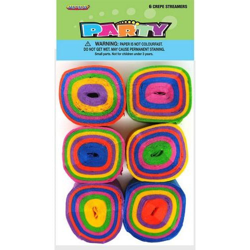 Crepe Streamers Rainbow 6 x 12m (40ft)