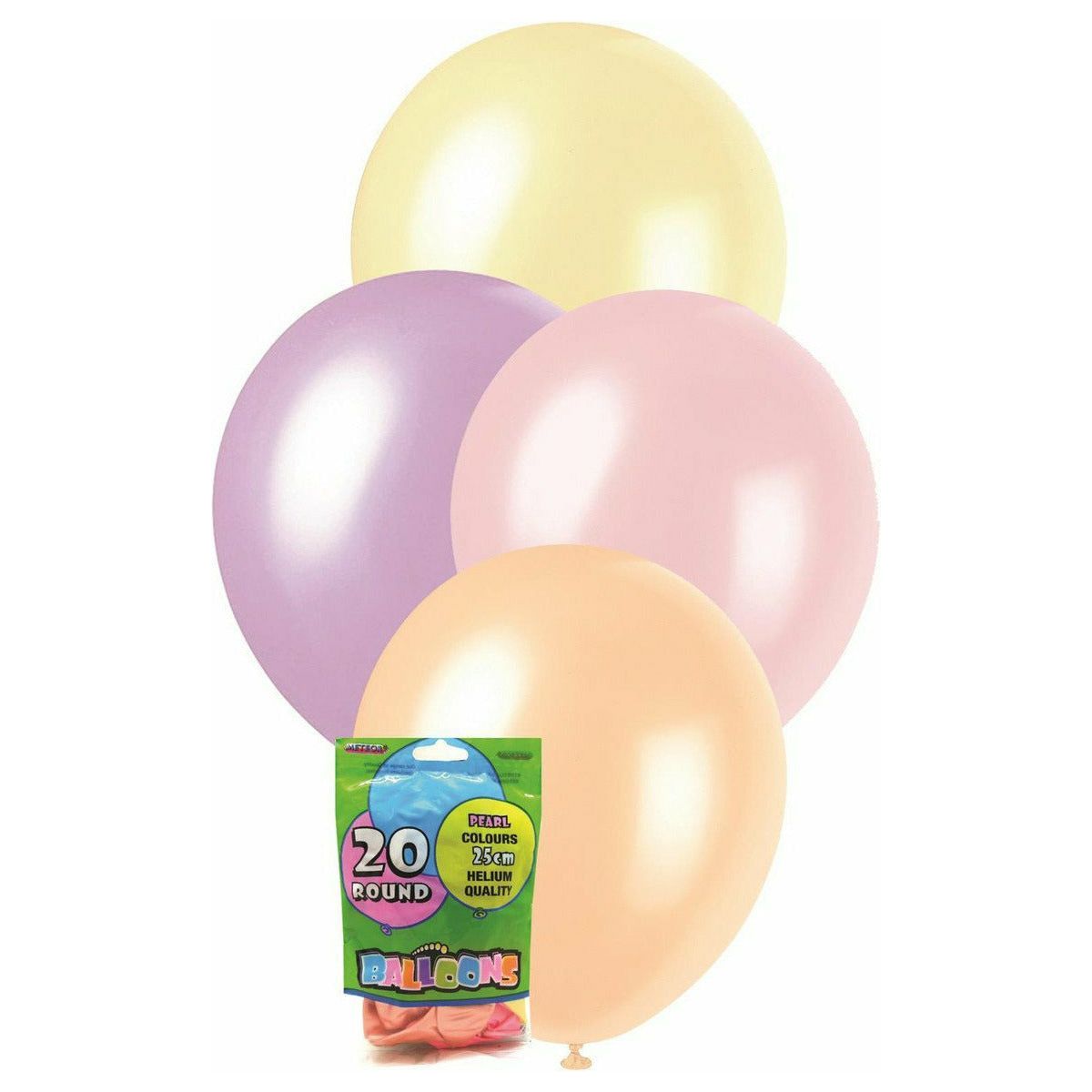 Assorted Colours Pearl Latex Balloons 25cm 20Pk - Dollars and Sense