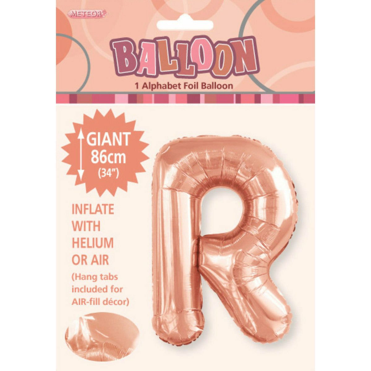 Rose Gold R Alphabet Foil Balloon - 86cm 1 Piece - Dollars and Sense