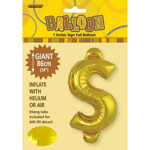 Gold $ Alphabet Foil Balloon 86cm Default Title