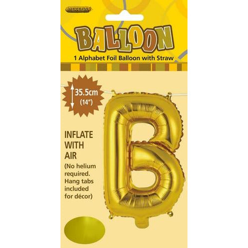 Gold B Alphabet Foil Balloon 35cm Default Title