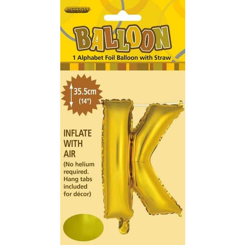 Gold K Alphabet Foil Balloon 35cm Default Title