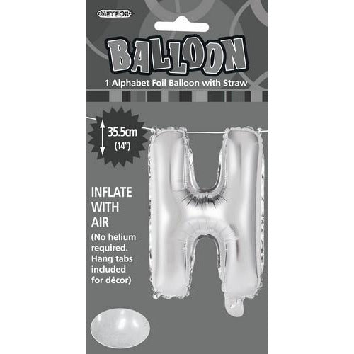 Silver H Alphabet Foil Balloon 35cm Default Title