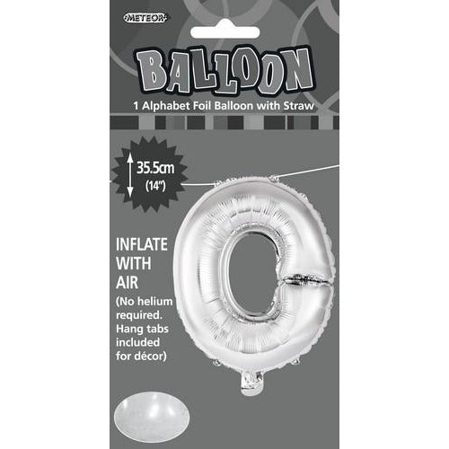 Silver O Alphabet Foil Balloon 35cm Default Title